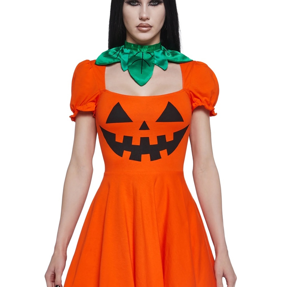 Dolls Kill Orange Pumpkin Mini Dress